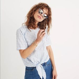 Madewell Button-Back Tie Tee in Gingham Check